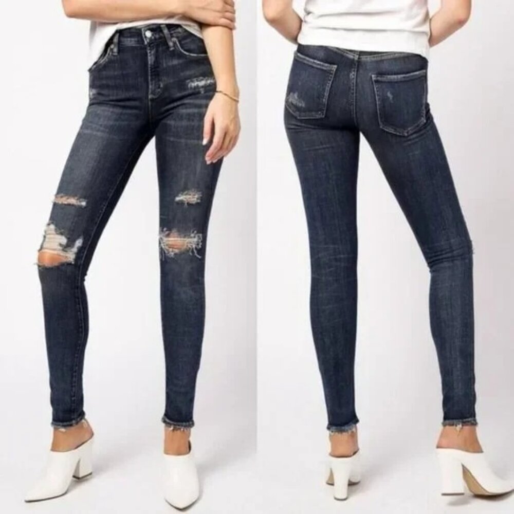 AGOLDE Blue Distressed Denim Sophie Hi Rise Skinny Jeans NWT $158, Size 24